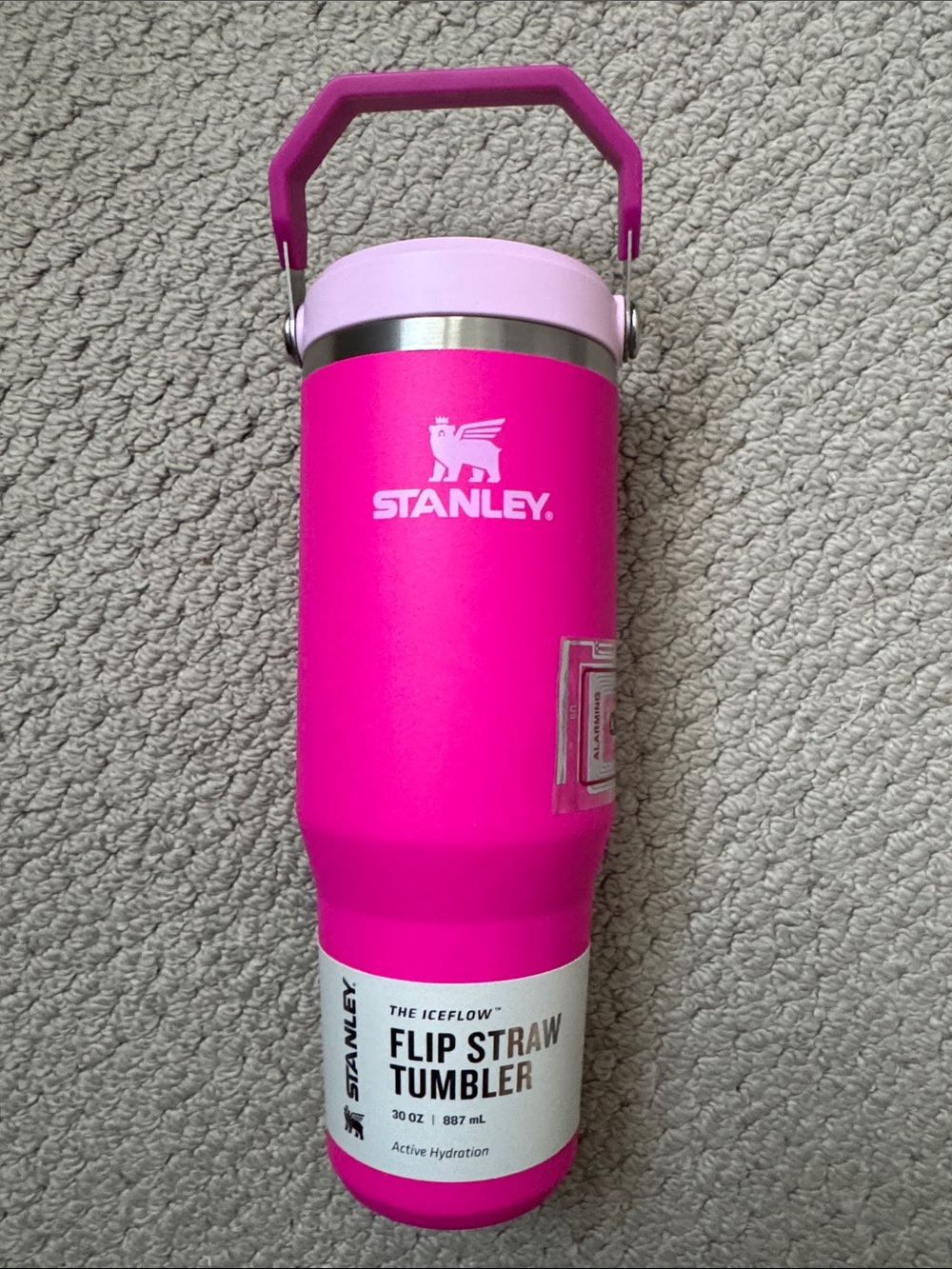 Stanley Flip Straw Tumbler - Bright Pink with Light Pink Lid and Handle